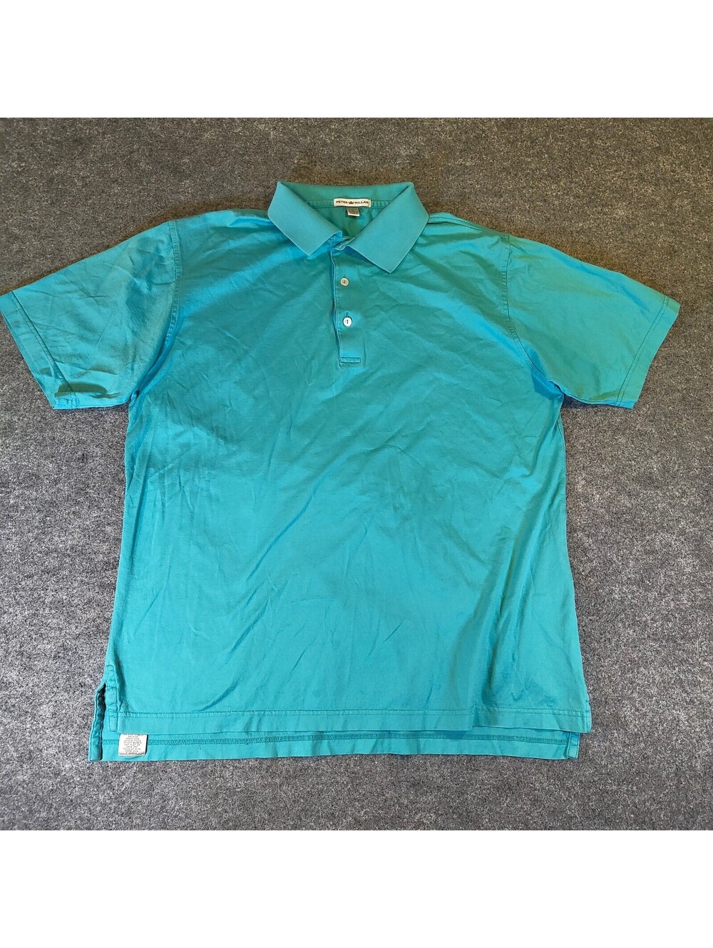 Peter Millar Men's Teal Green 100% Cotton Short Sleeve Golf Polo Shirt Size L